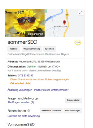 SommerSEO Top 10 Analyse - Google My Business