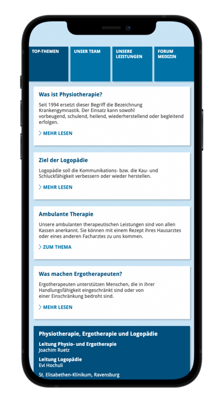 Smartphone mit einer Unterseite der OSK-Website