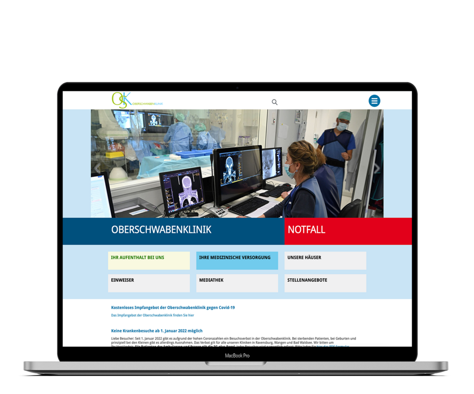 Laptop mit der Startseite der OSK-Website