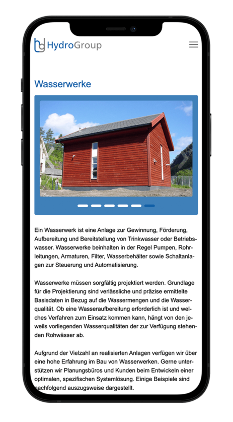 Mockup von Hydrogroup Website