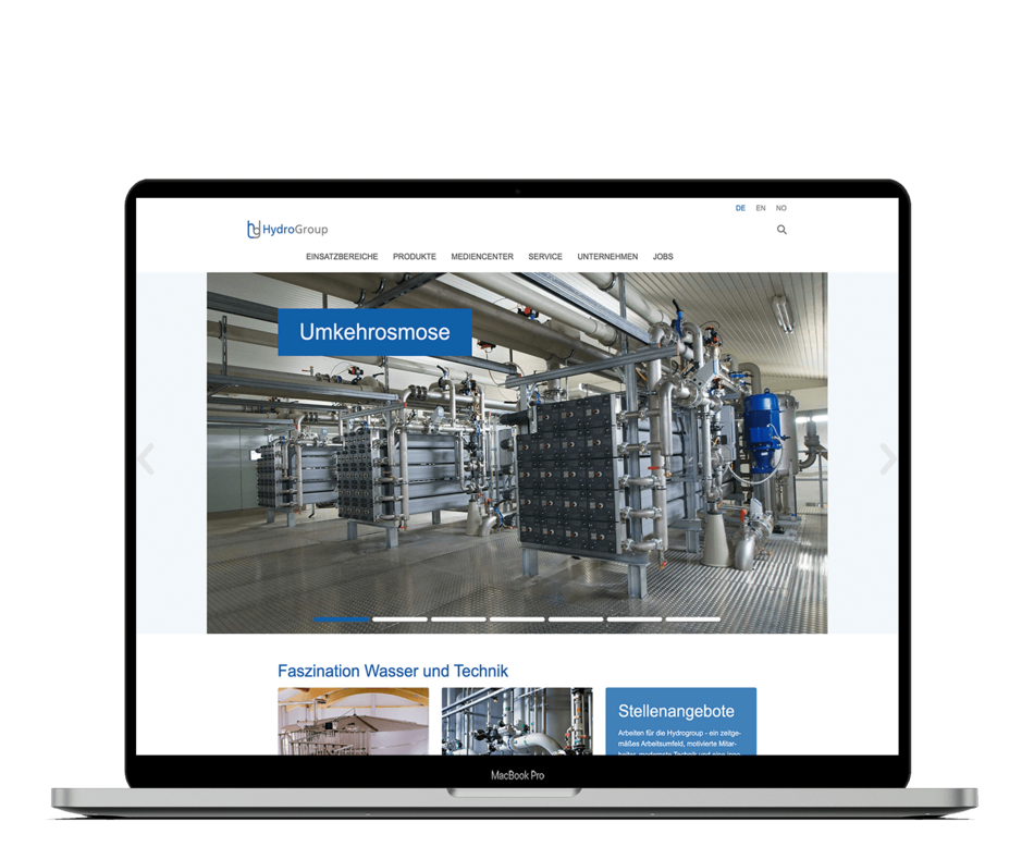 Mockup von Hydrogroup Website