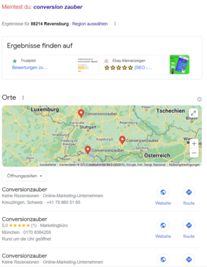 Googlesuchergebnisse zum Conversionzauber