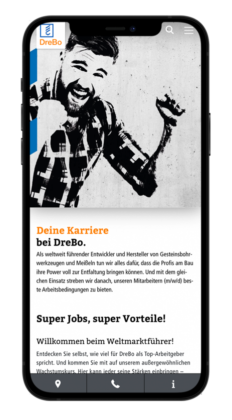 Smartphone Mockup von Drebo Website