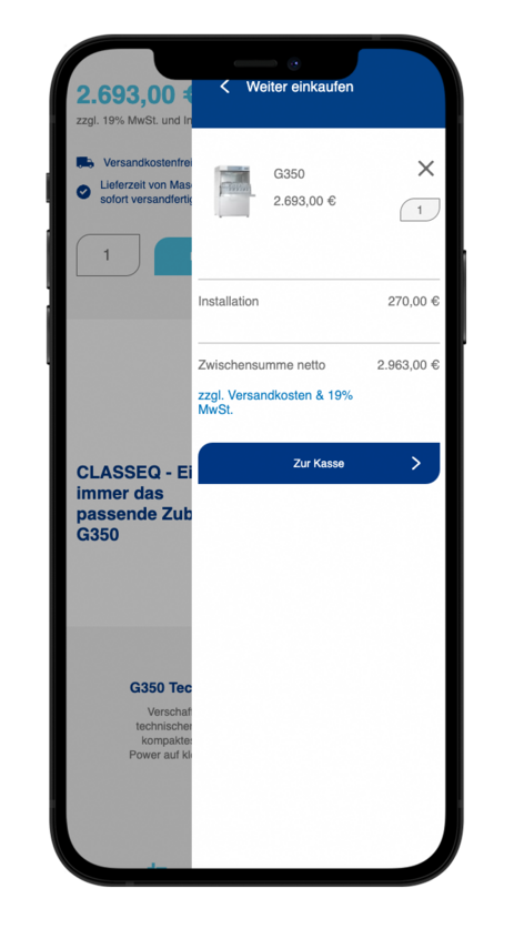 Smartphone Mockup von Classeq Website