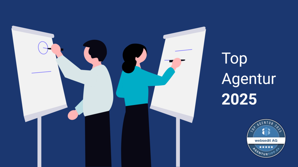 Illustration zweier Personen an Whiteboards