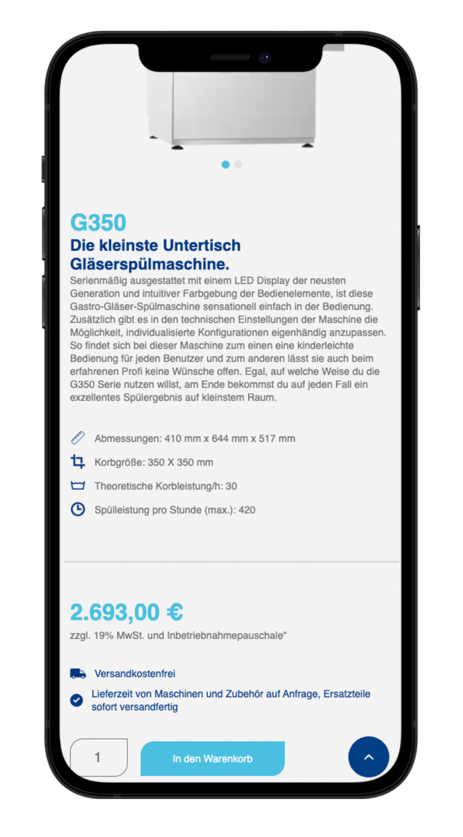 Smartphone Mockup von Classeq Website