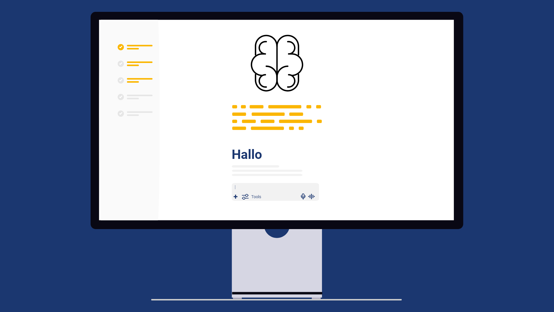 Illustration von einem Bildschirm mit einem KI-Chat
