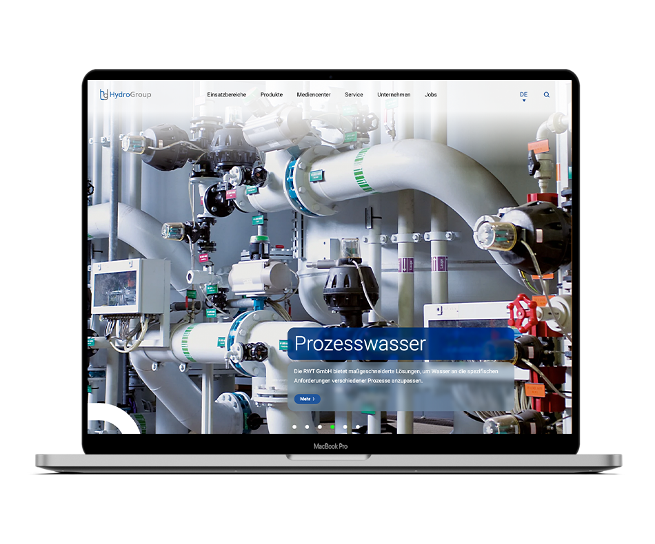 Mockup von Hydrogroup Website